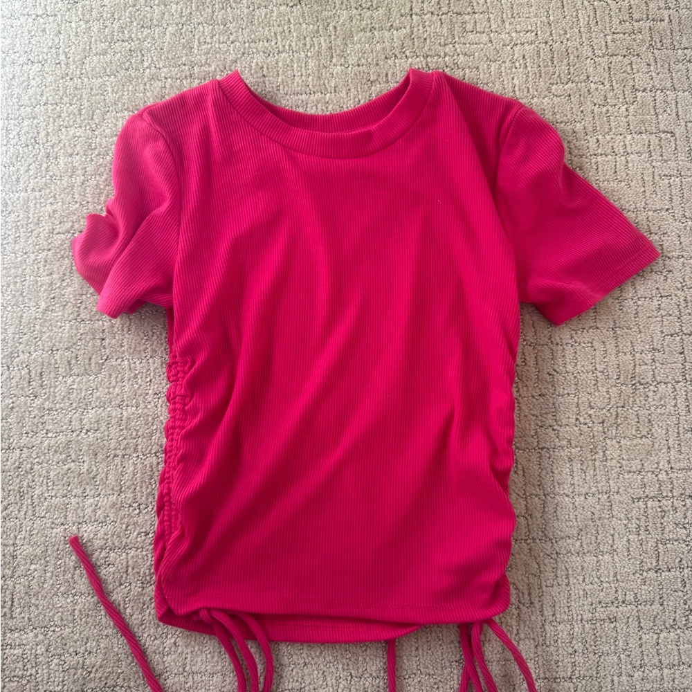 Zara Fuchsia T-Shirt with Side Ruching with Ties
